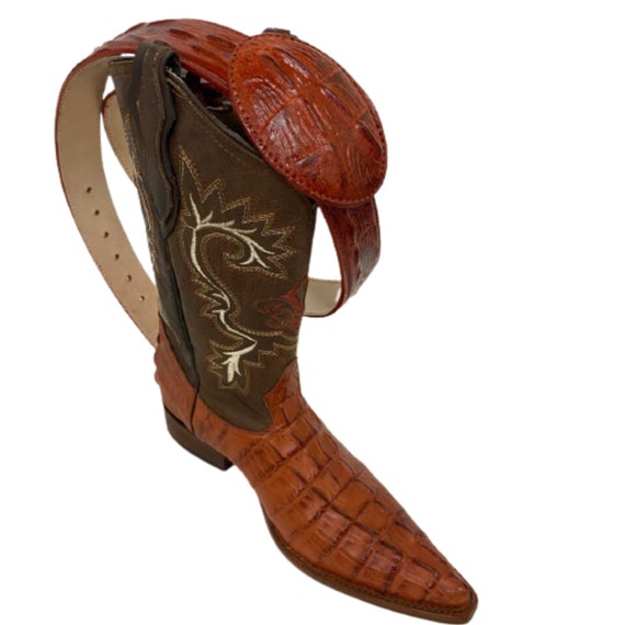 Men Genuine Cowhide Crocodile Print Western Boots With  display picture 3
