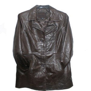 Veste en cuir d'agneau souple véritable pour femme, fermeture à quatre boutons, à la mode