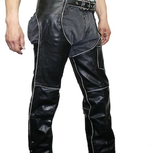 Extra Heavy Classic Biker Genuine Buffalo rub off Leather Unisex Chaps