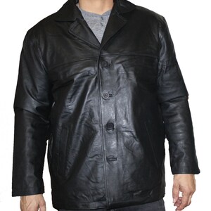 Veste de manteau de manteau de voiture de fermeture de quatre boutons en cuir doux pour homme