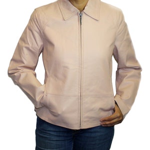 Genuine Leather Short Zipper Waist Pink Color Jacket Style- HB203-Pink