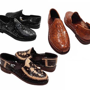 Mexican Men Huaraches Brown Black Flavio Orte Mexico Sz 14 (12 in) Boho Slip on Huarache Slip on Mens - Etsy main image 4