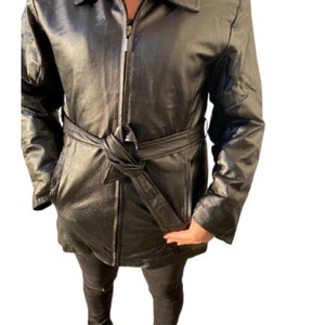 Women Genuine Leather Zipper Belted Closure Jacket