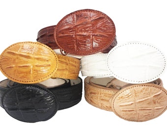 Genuine Cowhide Crocodile Print removable Buckle Leather Belt