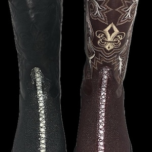 Männer Echtes Rindsleder Stingray Print Cowboy Boots Handgefertigt