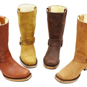 Vrouwen echte Koe verbergen Westerse Harnas Biker Boots Handgemaakt