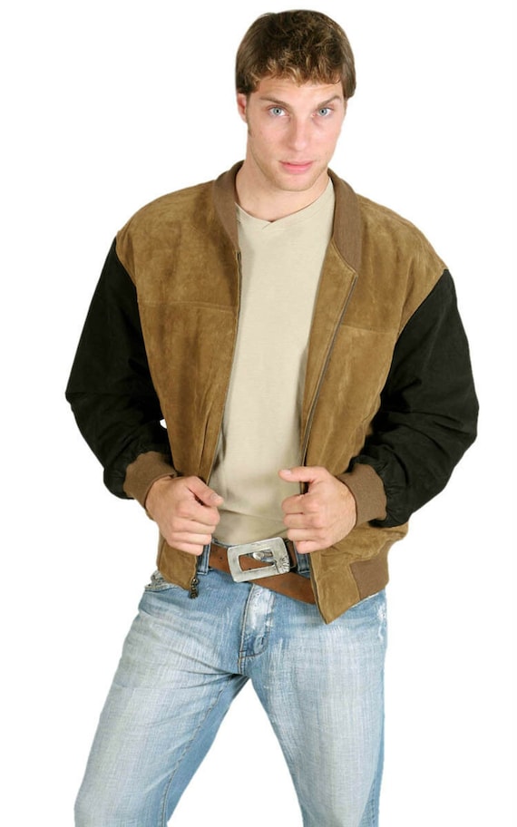 Mens suede shop baseball jacket