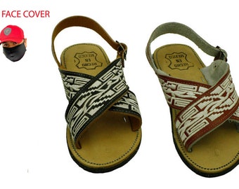 MENS EMBROIDERED HUARACHE sandals with tire sole with Free Face Cover