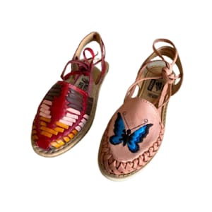 Women Genuine Authentic Mexican Leather Handcrafted Colorful Sandals