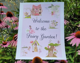 Printable fairy birthday signs; child birthday; pink girl birthday decorations; DIY birthday; fairy garden