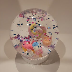 Make Your Own Sweet Shop Snow Globe Craft Kit!  Resin candy, doughnuts, cake, cupcakes, desserts plus glitter, glycerin, and globe shell