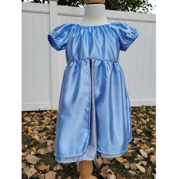 Sky blue and silver princess dress; Cinderella inspired; satin charmeuse Halloween costume; dress-up play clothes