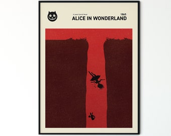 Alice in Wonderland Wall Art Print, Alice in Wonderland Book Cover Poster, Retro Lewis Carroll Book Cover, Alice in Wonderland Printable