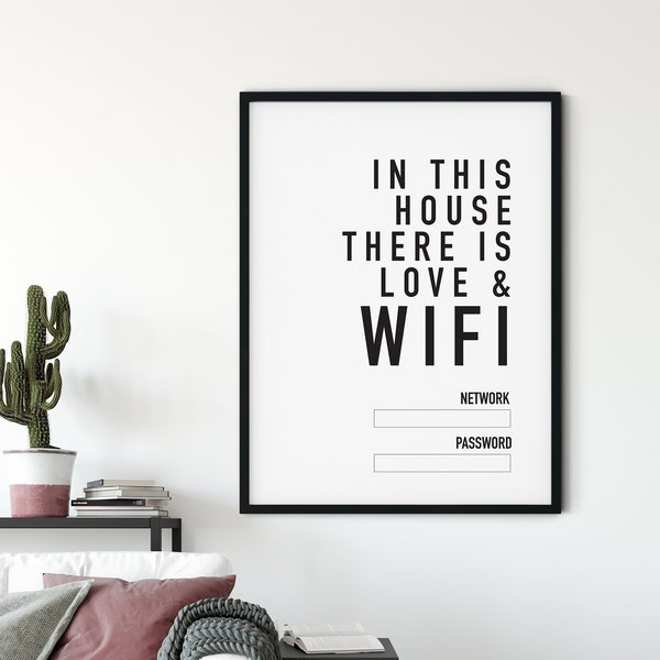 WiFi Password Sign Printable Wall Art,  Home Decor, Digital Download, Guest WiFi Password, WiFi Sign, Guest Room Print Sign