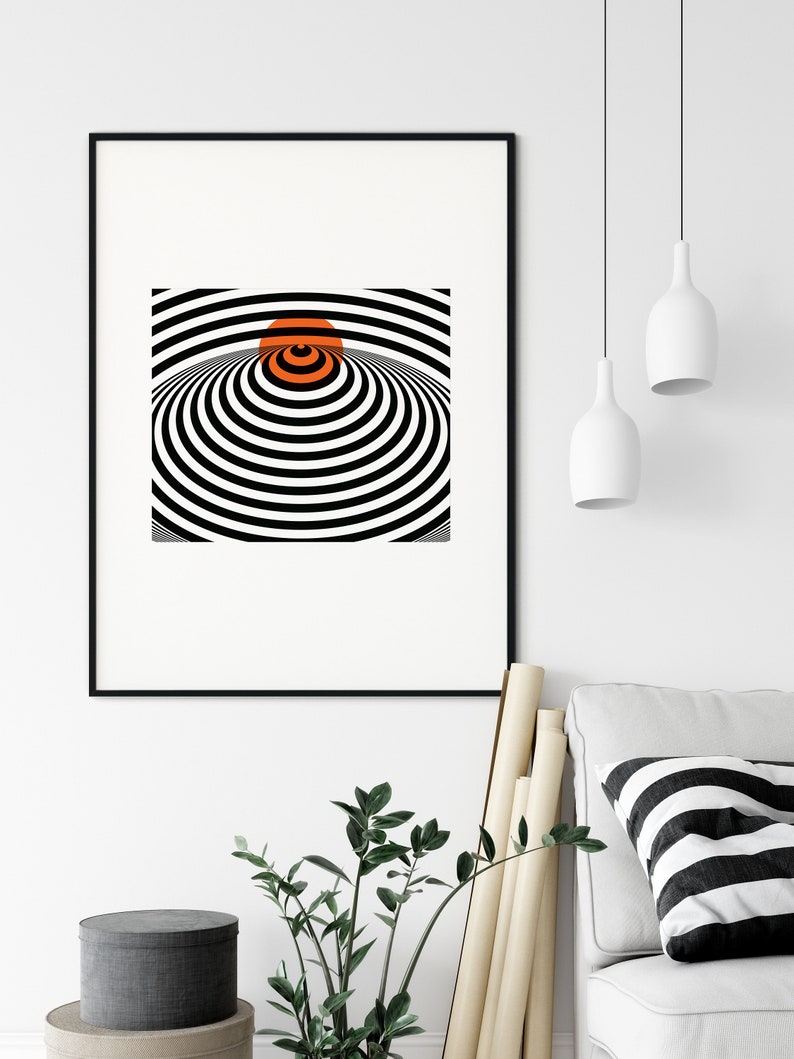 Black and White Modern Abstract Wall Art Print Optical - Etsy