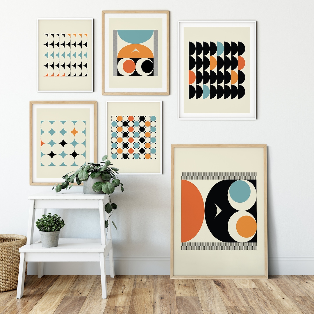 Mid Century Modern Abstract Wall Art Print, Mid Century Geometric Decor ...