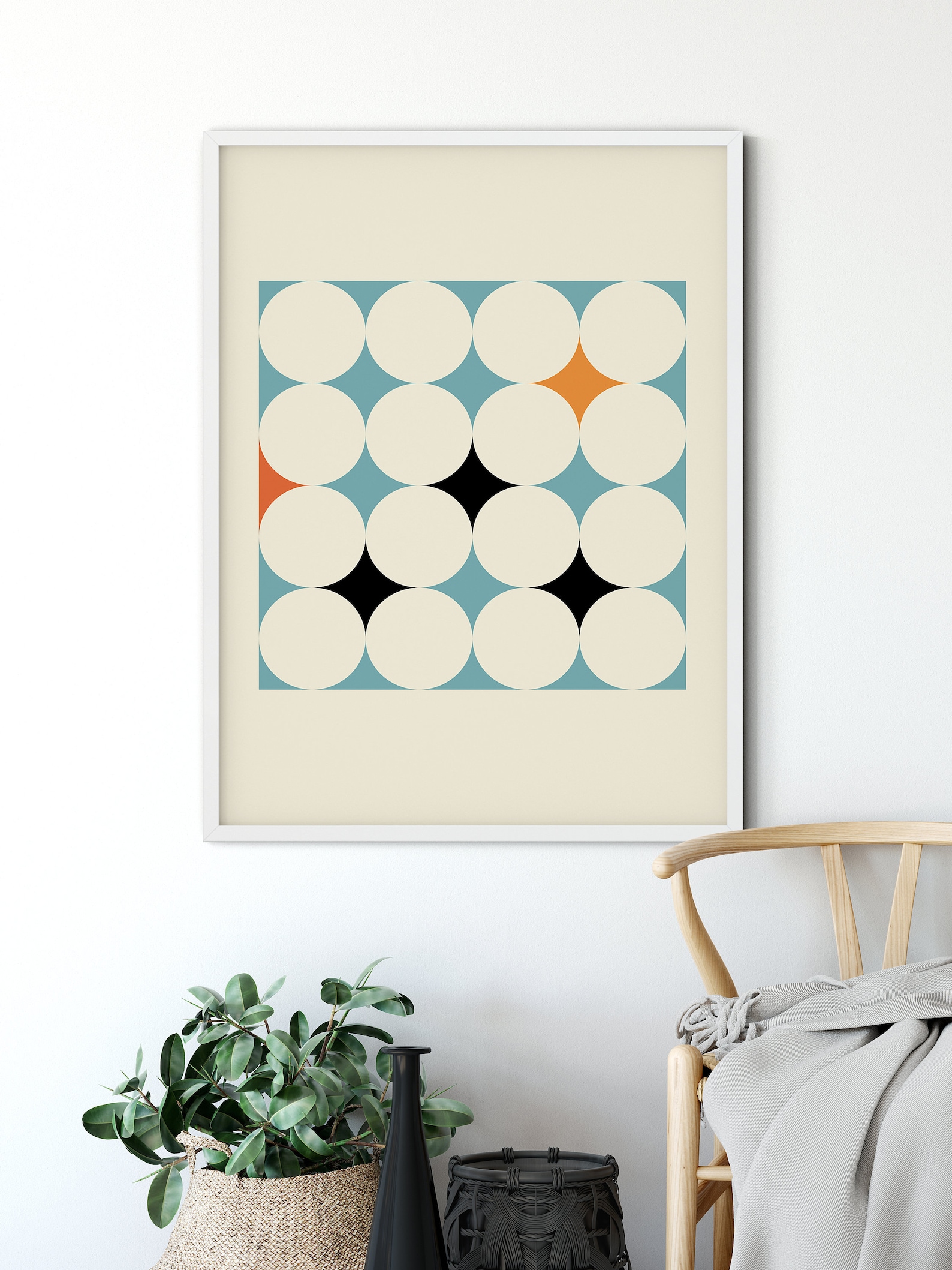 Mid Century Modern Geometric Abstract Wall Art Print Blue - Etsy