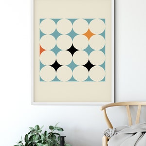 Mid Century Modern Geometric Abstract Wall Art Print Blue - Etsy