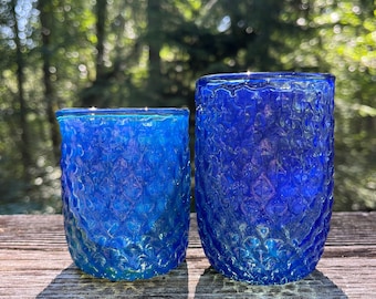 Cobalt & Silver Fumed Glass Set