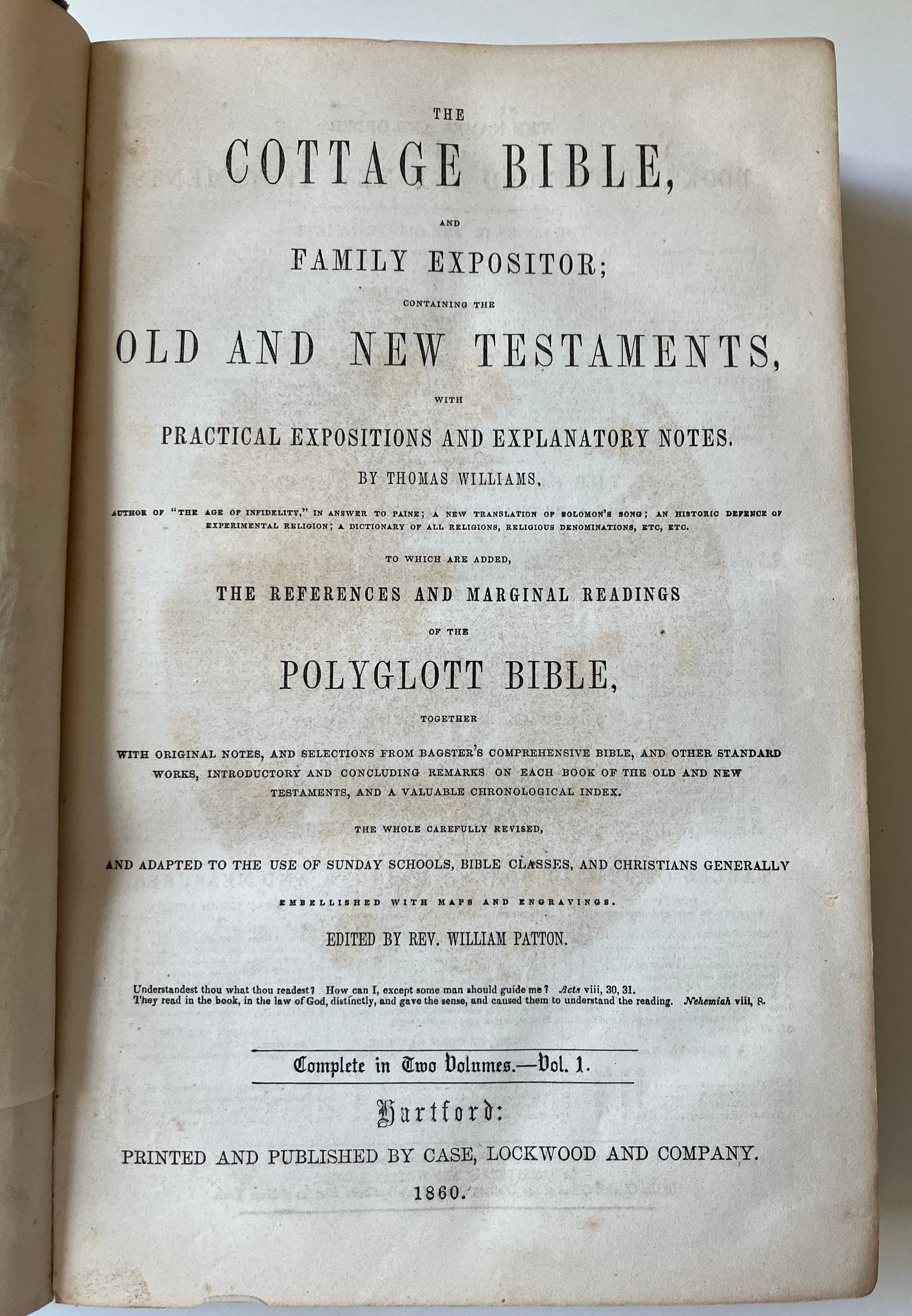 Cottage Scripture Image 1860 the Cottage Bible Old & New Testament Polyglott STUNNING ...