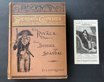 1885 Sheridan’s Comedies The Rivals & School for Scandal Illustrated w 1884 Marmion Ad Sir Walter Scott - Richard Brinsley Sheridan Plays HC