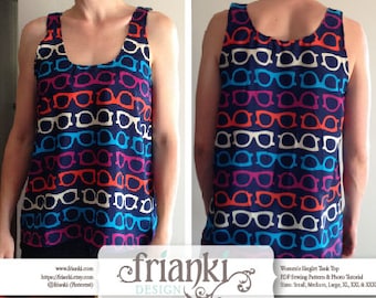 Women's Easy Singlet Tank Top - PDF Sewing Pattern and Photo Tutorial - Sizes Sm, Med, Lg, XL, xxL, xxxL - Instant Download