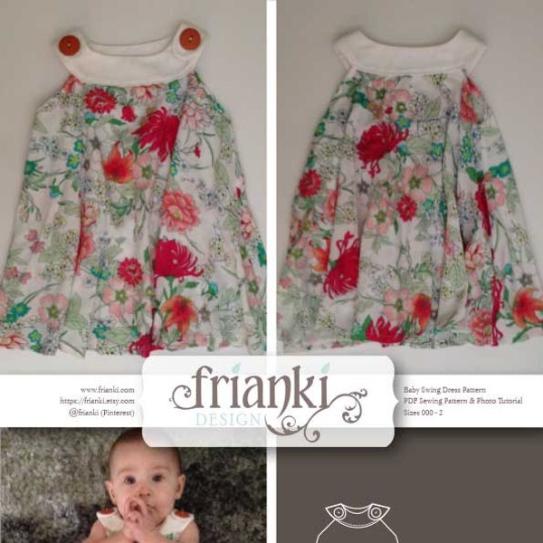 Baby Girl Swing Dress - PDF Sewing Pattern and Photo Tutorial - Sizes 000 to 2 - Instant Download - Kids Toddler Child Easy Sew Pattern