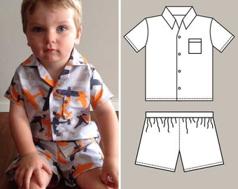 Girls or Boys Baby Pyjamas - PDF Sewing Pattern and Photo Tutorial - Sizes 000 to 2 - Instant Download - Baby Toddler Child Kids Easy Sew