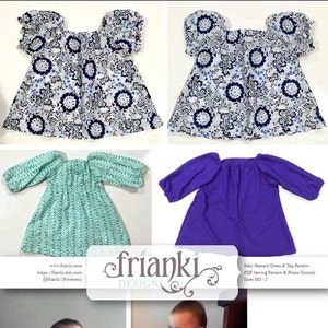 Baby Girl Peasant Dress & Top Short and Long Sleeve PDF Sewing Pattern and Photo Tutorial Sizes 000 to 2 Toddler Child Easy Pattern image 1