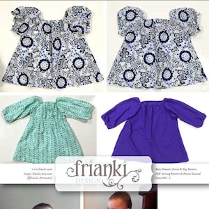 Baby Girl Peasant Dress & Top Short and Long Sleeve PDF Sewing Pattern and Photo Tutorial Sizes 000 to 2 Toddler Child Easy Pattern image 1