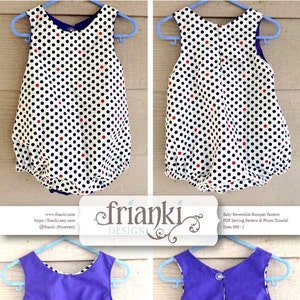 Baby Reversible Romper - PDF Sewing Pattern and Photo Tutorial - Sizes 000 to 3 - Instant Download - Kids Toddler Child Easy Sew Pattern