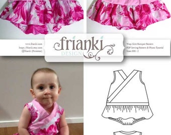 Baby Girl Wrap Skirt Romper - PDF Sewing Pattern and Photo Tutorial - Sizes 000 to 2 - Instant Download - Toddler Child Easy Sew Pattern