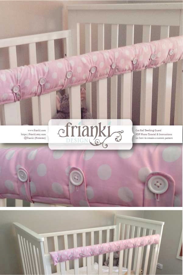 1Pack Padded Baby Crib Rail Cover Protector Safe Teething Guard Wrap 51x18”  Gray