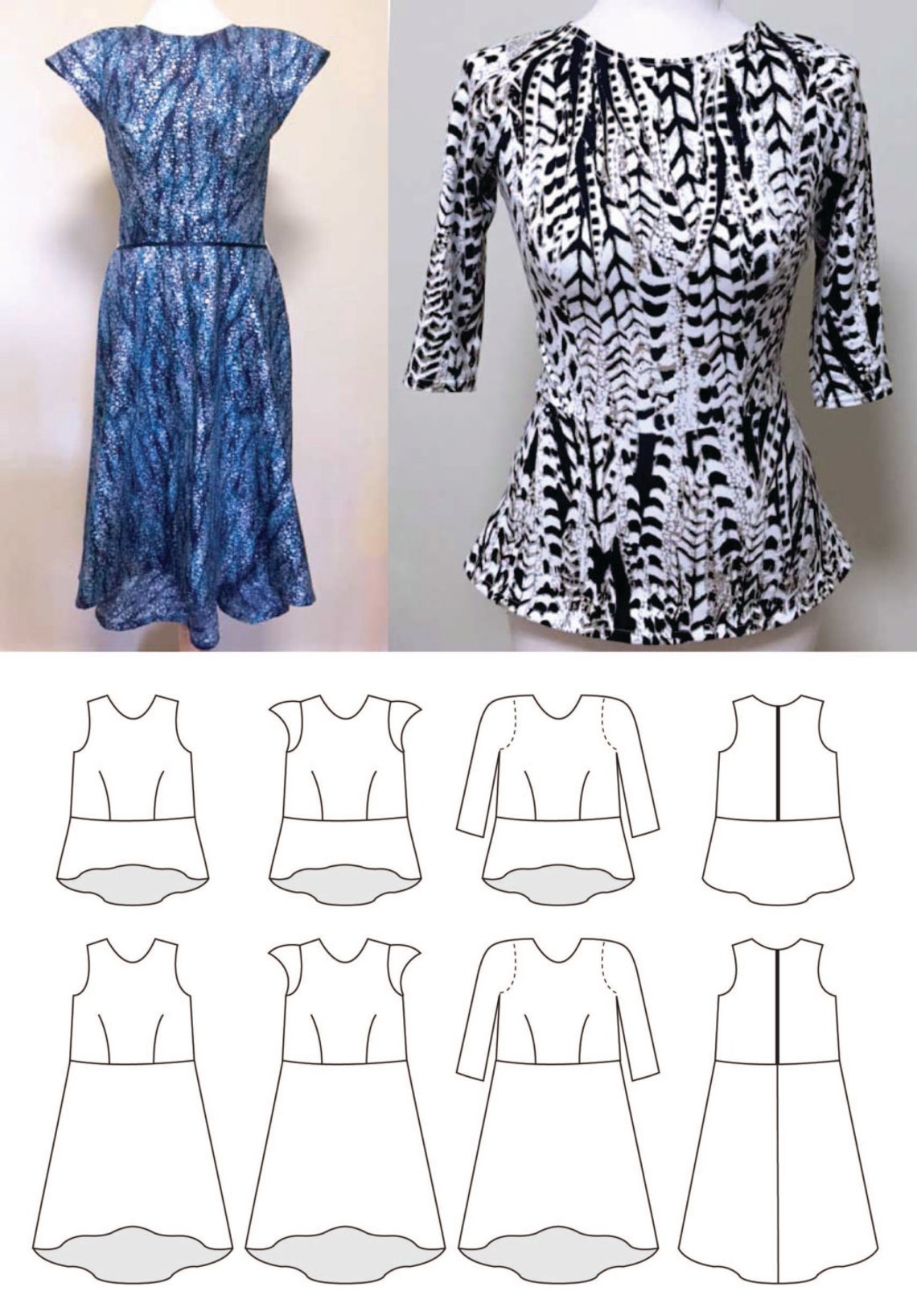 Women's Peplum Top & Dress PDF Sewing Pattern and Photo | Etsy