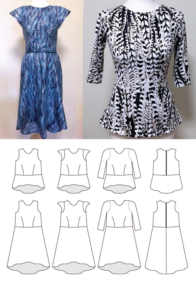Women's Peplum Top & Dress PDF Sewing Pattern and Photo Etsy