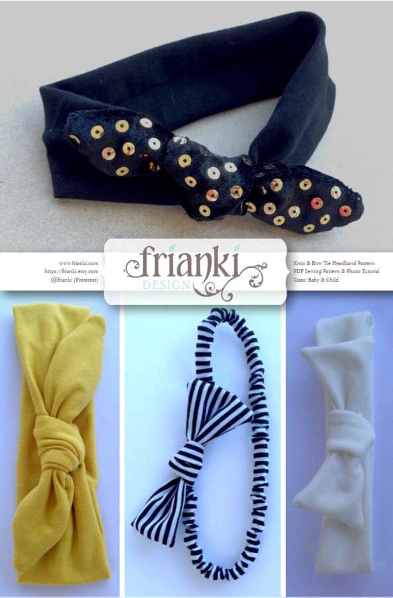 Knot & Bow Tie Headband PDF Sewing Pattern and Photo Etsy