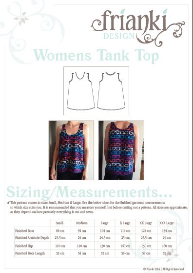 Women's Easy Singlet Tank Top PDF Sewing Pattern and - Etsy Australia