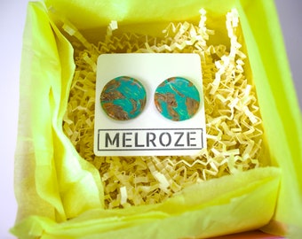Big Stud Earrings | Large Clay Studs | Marble   Circle Jumbo Earrings | Fashion Jewelry