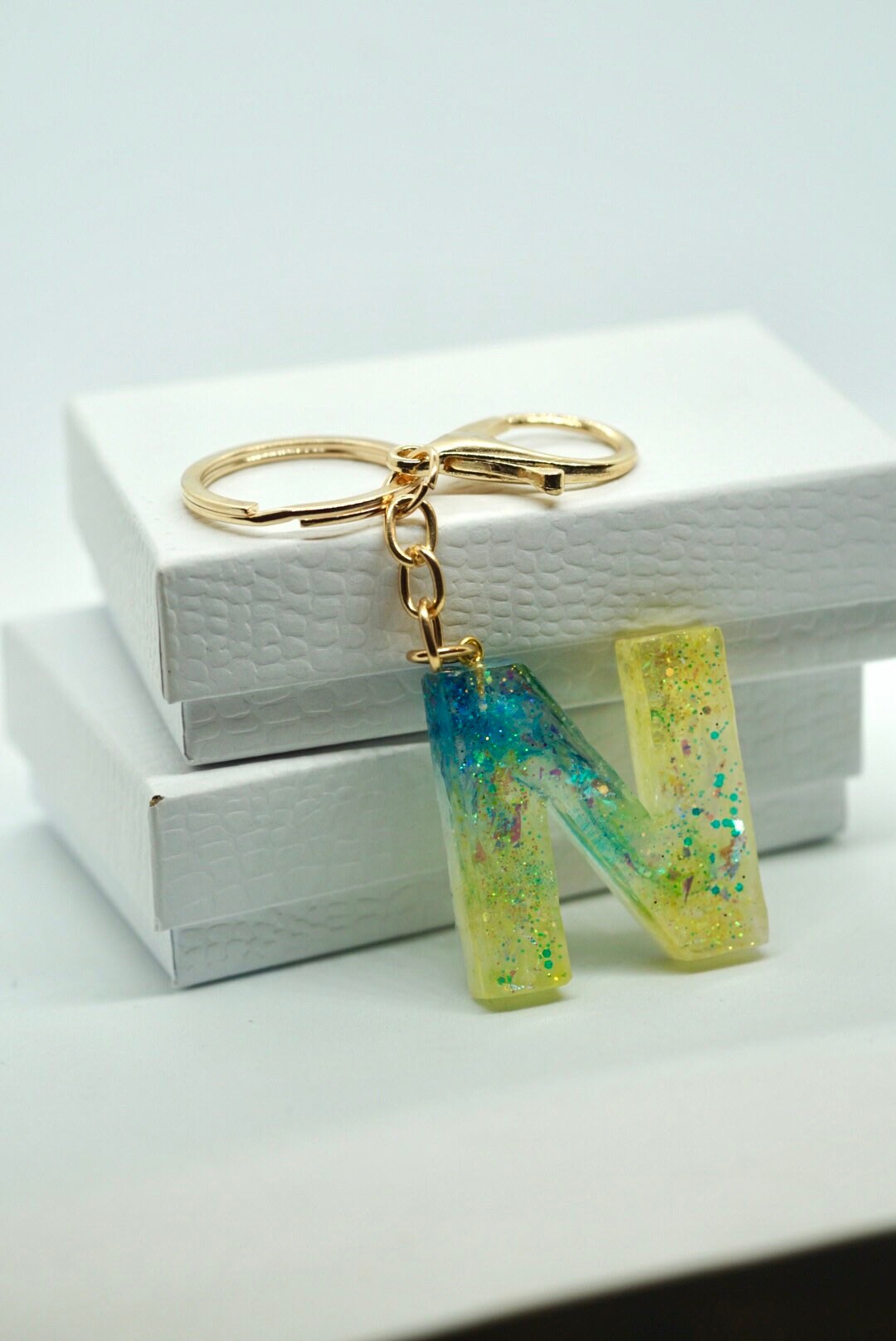 Personalized Initial D Resin Keychain Letter or Number Etsy