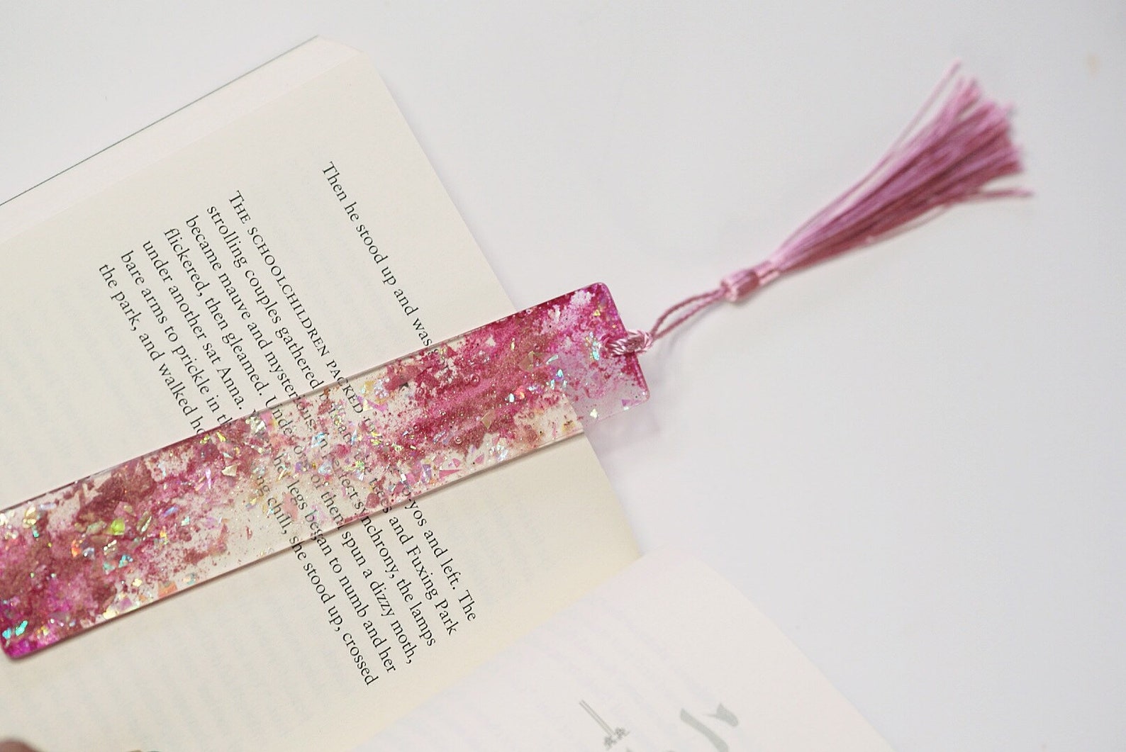 Resin Bookmarks Pink Powder Drop Holographic Opal Resin Etsy