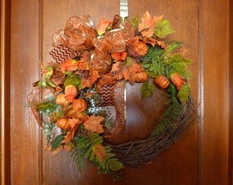 Autumn wreath, Fall Door Wreath, Thanksgiving wreath, Door wreath, Fall decor, Farmhouse decor, Pumpkin wreath