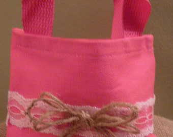 Rustic/Shabby Chic pink little girls purse. ~Flower girl basket alternative~