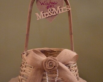 Wedding basket, Wishes for Mr. & Mrs., Rustic Wedding Basket