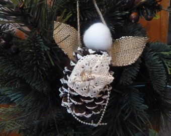 Angel pinecone ornament, Angel ornament, Pinecone decor, Christmas ornament, Christmas decor, Chritmas