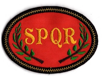 SPQR Patch  Embroidered Iron On Patch Toile Pattern Patch Ancient Senate of Rome Fabric Tea Towel Gift Patch Travel Patch