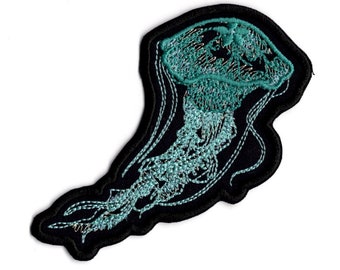 Jellyfish Patch  Embroidered Iron On Jelly Fish Fabric Applique Patch by BalkisBoutique!