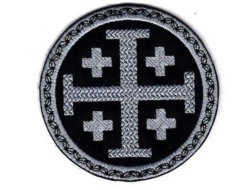 thumbnail image 2 of Knights Templar Shield Iron-On Embroidered Patch – Crusades Flag For Backpack, Jacket, Apparel 2 of 5