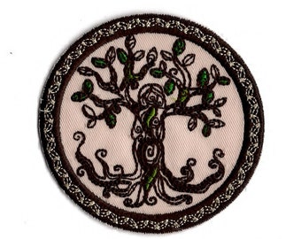 Mother Earth Tree Embroidered Iron-On Patch – Nature, Eco-Friendly, Gift for Nature Lovers