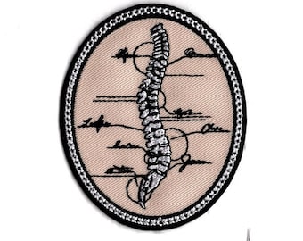 Skeleton Spine Embroidered Patch: Anatomy Iron-On Badge