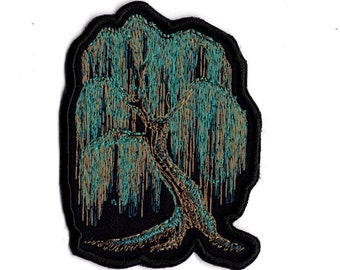 Weeping Willow Tree Patch Iron On Patch Embroidered  Fabric Tree Applique Patch Bonsai Trees Embroidery Patch by BalkisBoutique!